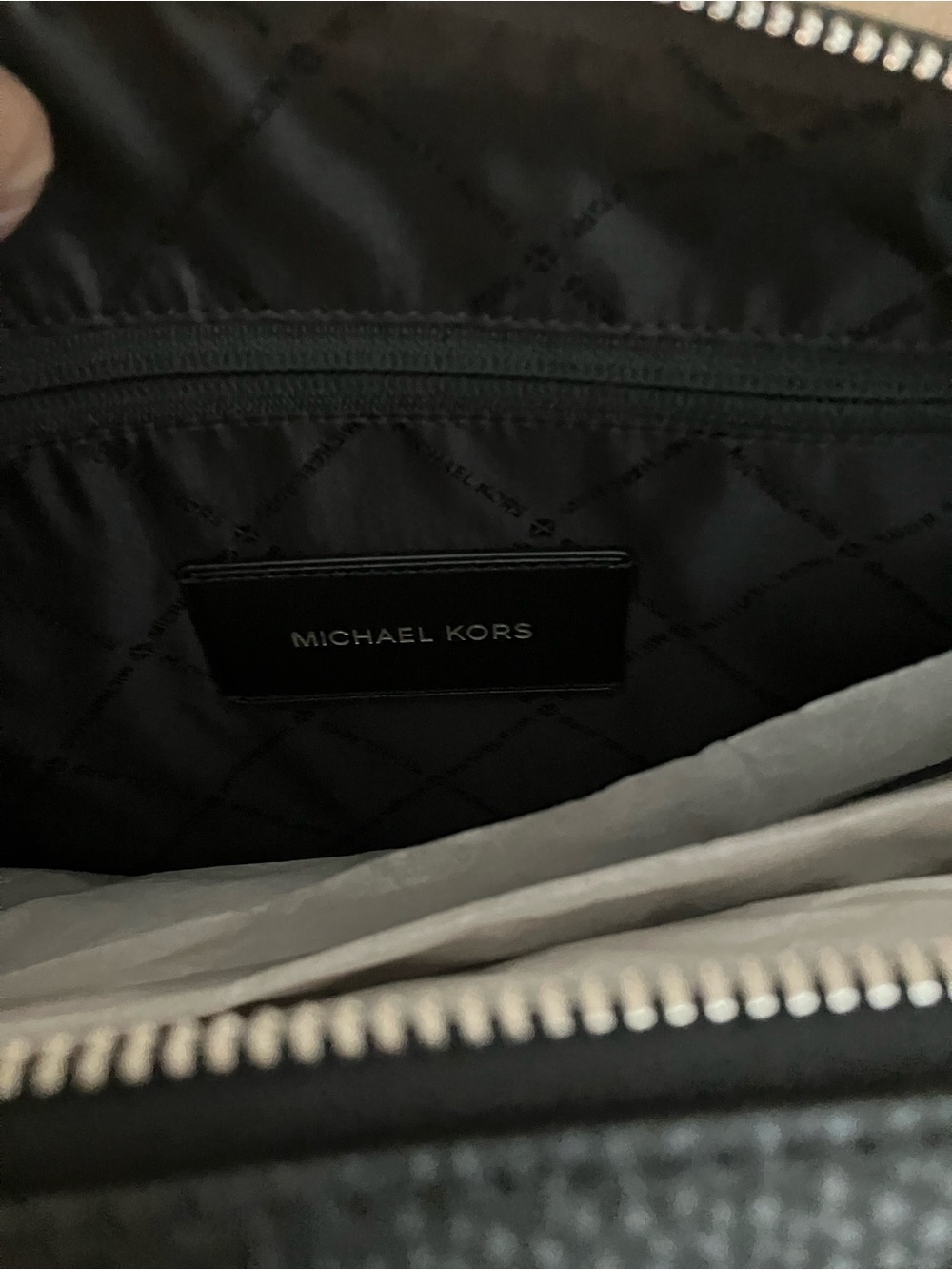 Michael Kors Cooper Faux Leather Black Duffel Bag with Silver Accents - Picture 10 of 12